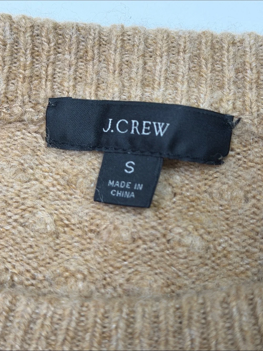 J.Crew Camel Cable Knit Alpaca Merino Wool Blend Sweater Small Preppy Classic